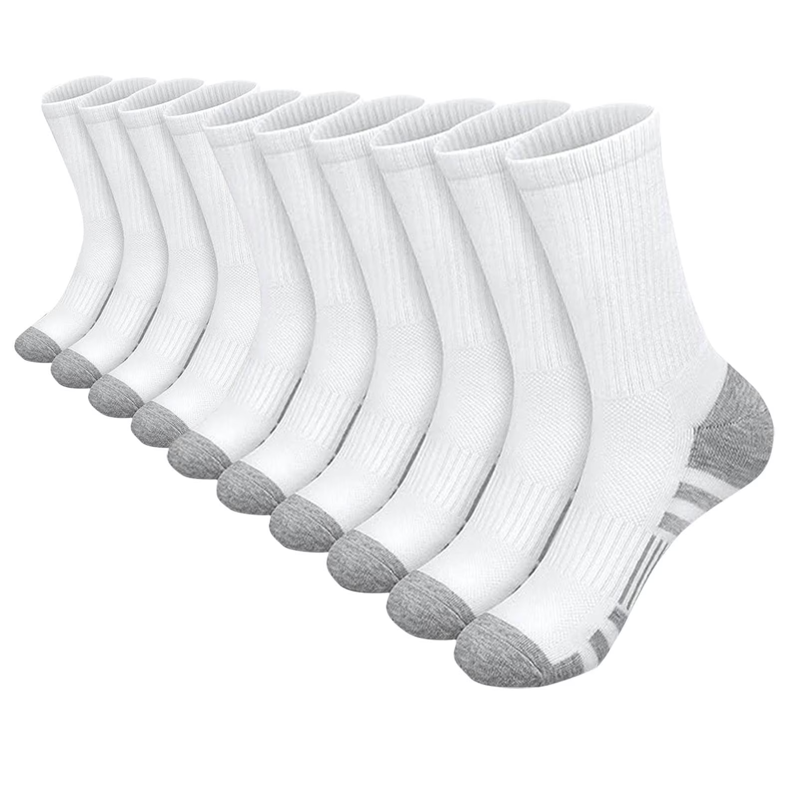 Xfvqtps 5 Pairs Mens Sports Socks Mid Tube Towel Bottom Simplicity Thickened Elastic Comfortable Sweat Absorbing Breathable Outdoor Mountaineering Running Socks White