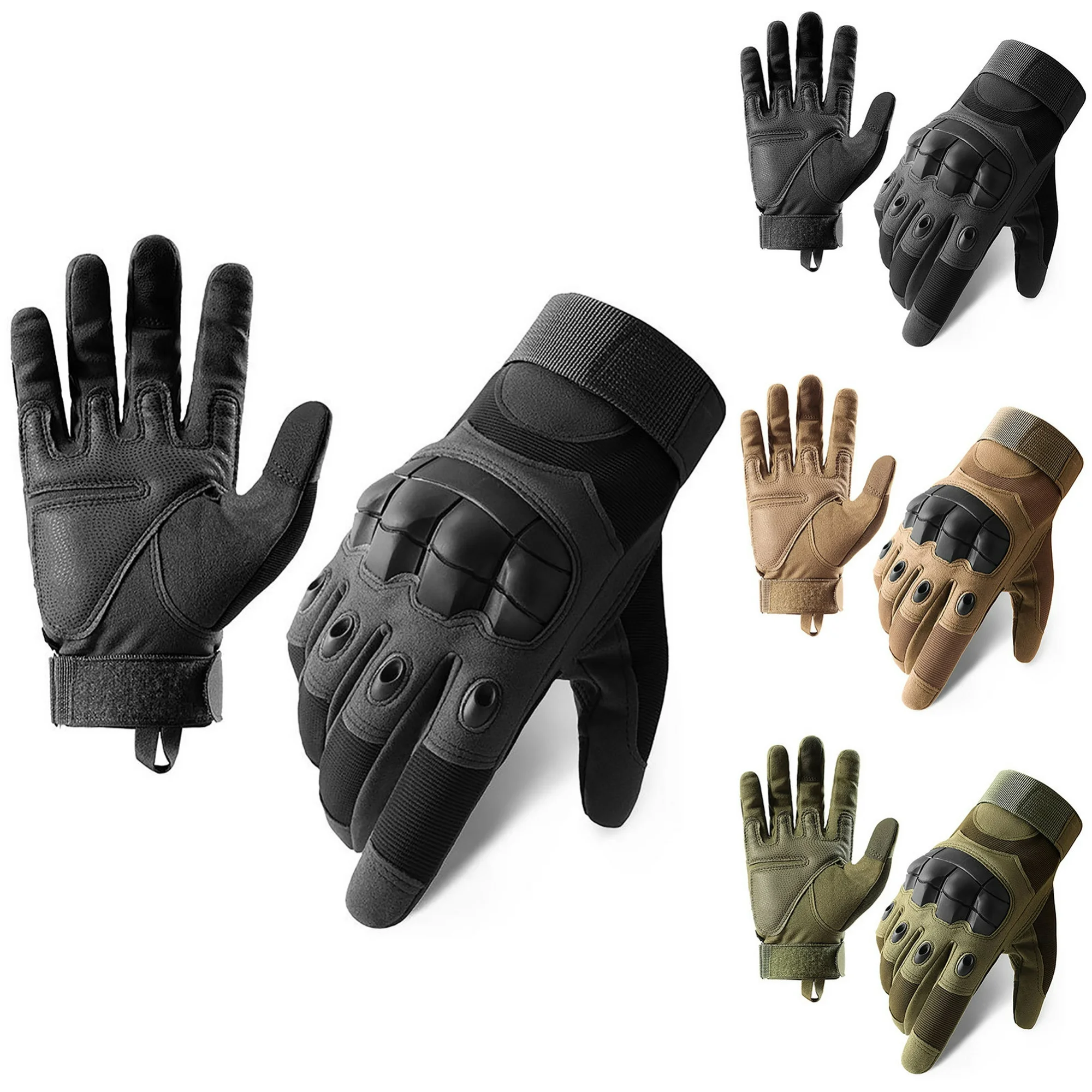 Xfvqtps Mens and Womens Motorcycle Gloves Thickened Hook Adjustable Hard Knuckle Protection Windproof Waterproof Outdoor Hiking Training Shooting Road Cycling Gloves