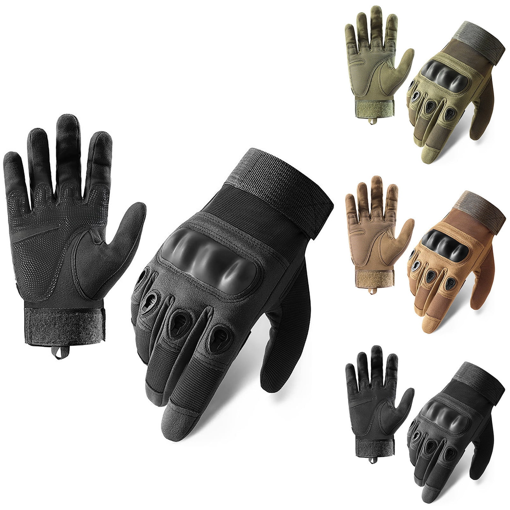 Xfvqtps Mens and Womens Motorcycle Gloves Thickened Hook Adjustable Hard Knuckle Protection Windproof Waterproof Outdoor Hiking Training Shooting Road Cycling Gloves