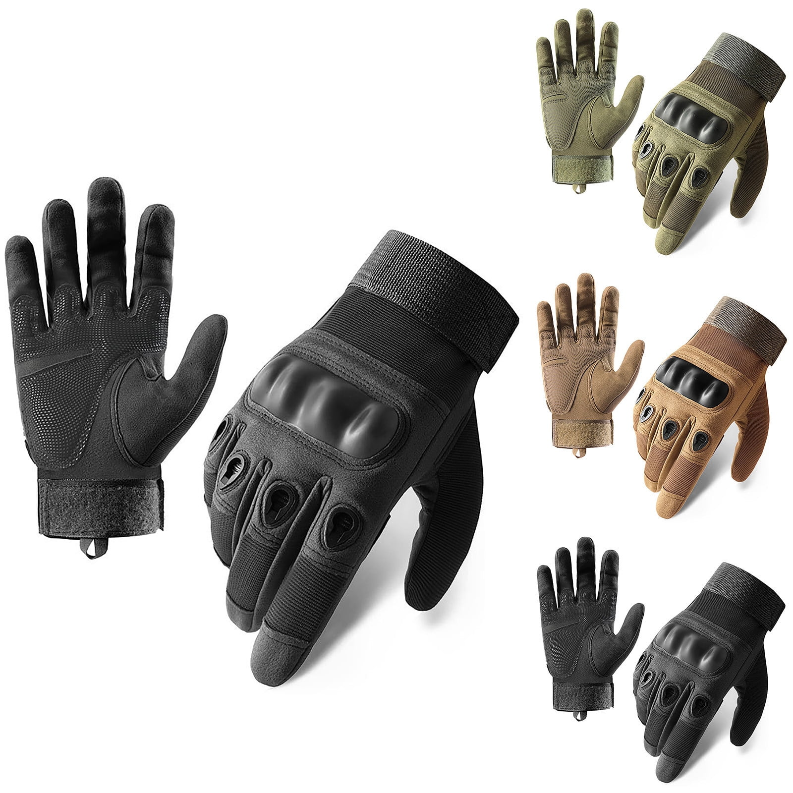 Xfvqtps Mens and Womens Motorcycle Gloves Thickened Hook Adjustable Hard Knuckle Protection Windproof Waterproof Outdoor Hiking Training Shooting Road Cycling Gloves