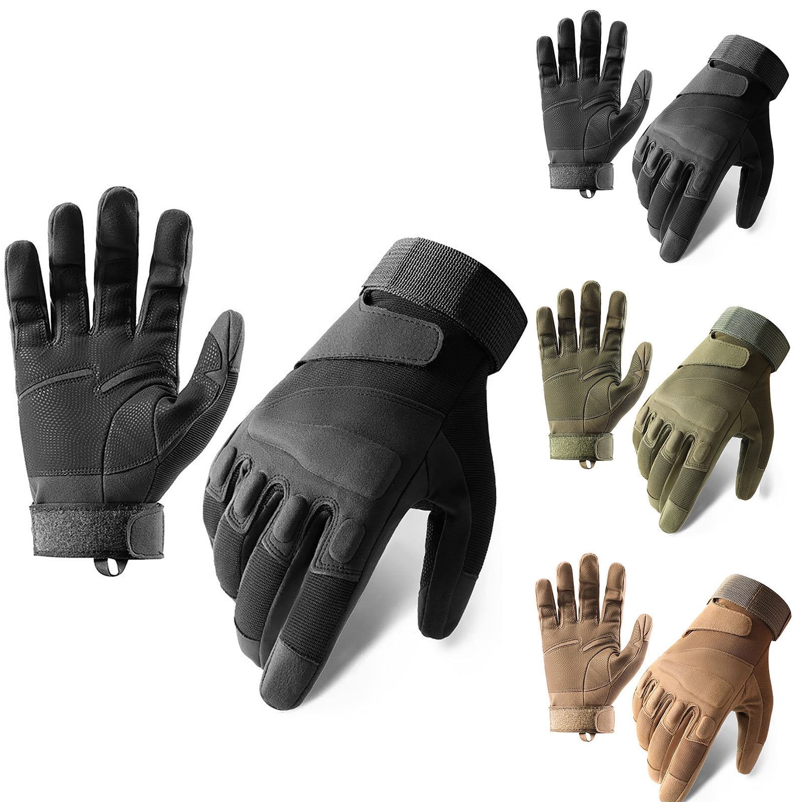 Xfvqtps Mens and Womens Motorcycle Gloves Thickened Hook Adjustable Hard Knuckle Protection Windproof Waterproof Outdoor Hiking Training Shooting Road Cycling Gloves