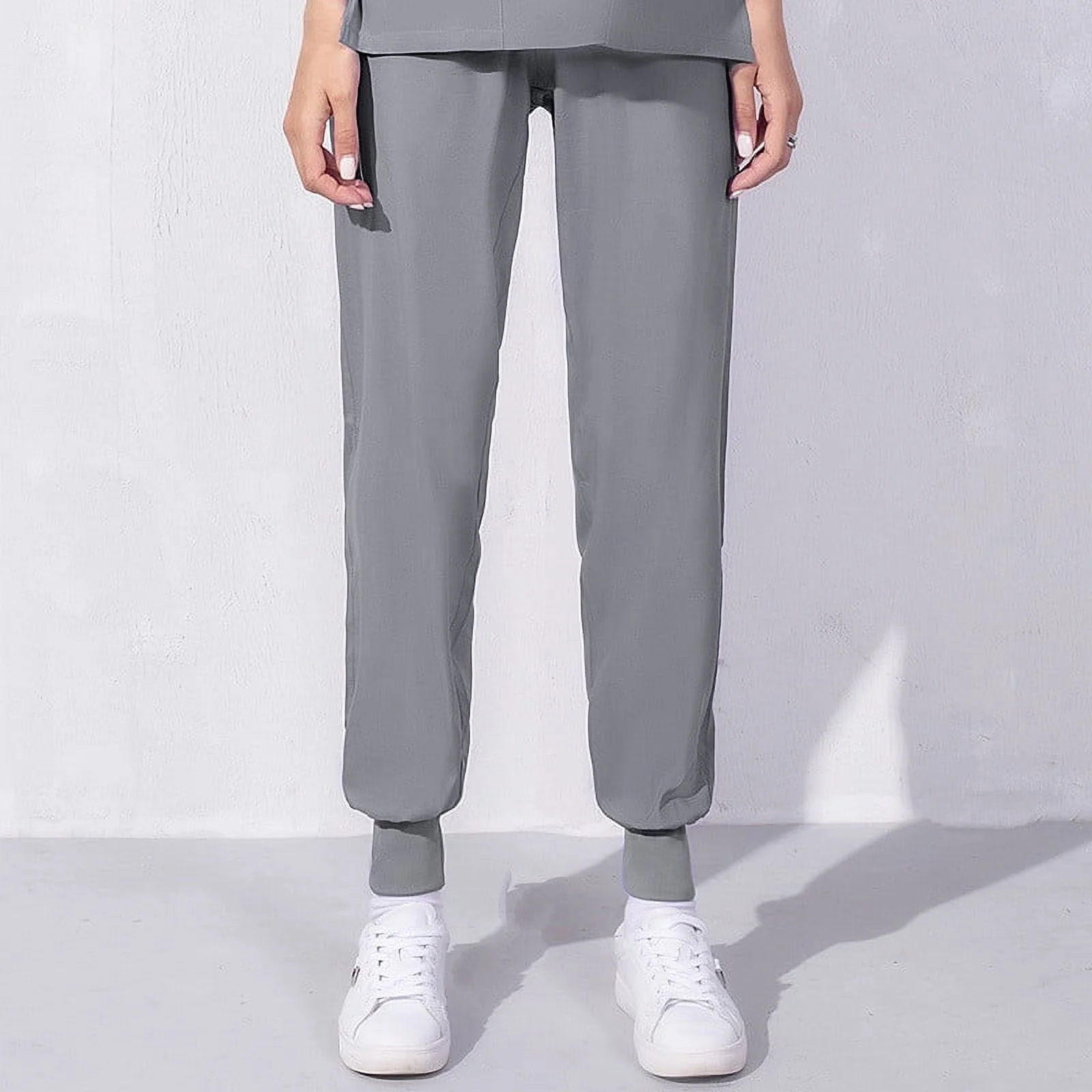 Xfvqtps Scrub Pants for Women Stretch Yoga Scrub Joggers Anti-Wrinkle Elastic Waist Nursing Jogger Pants